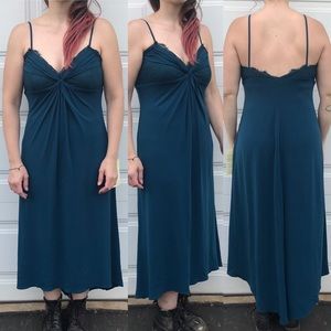 LAUNDRY dark blue slip style high low dress grunge club cocktail sexy NWT 12